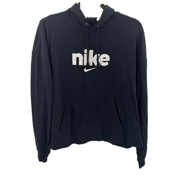 Nike Womens Black Varsity Cropped Hoodie Size XL - Picture 1 of 5